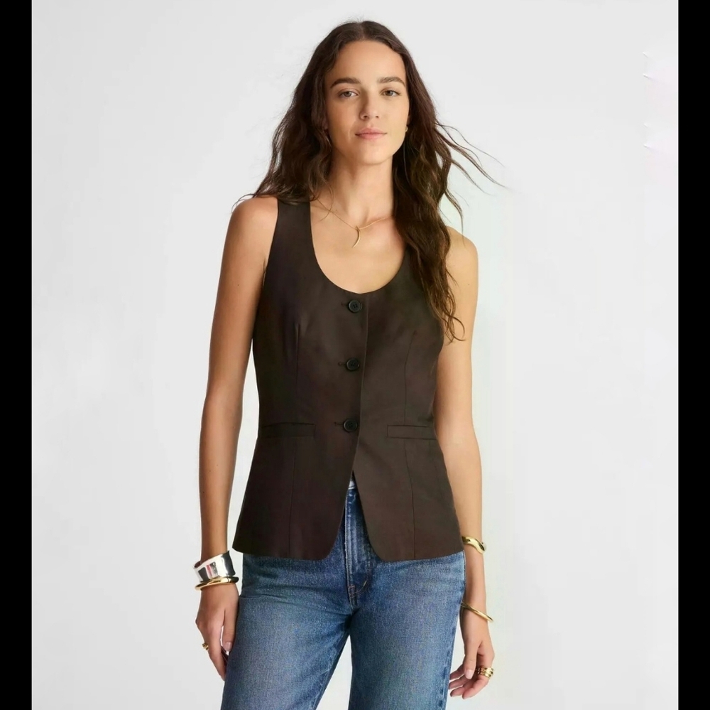 NWT Madewell Scoopneck Drapey Button Down Vest